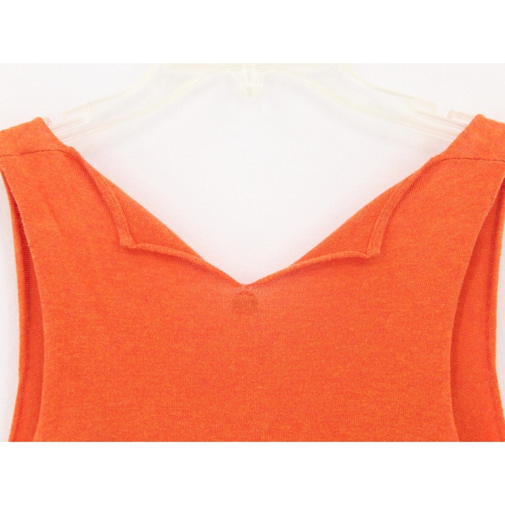 Margaret OLeary Cropped Sweater Vest Large Orange Knit Sleeveless Lagenlook Chic - Picture 5 of 10